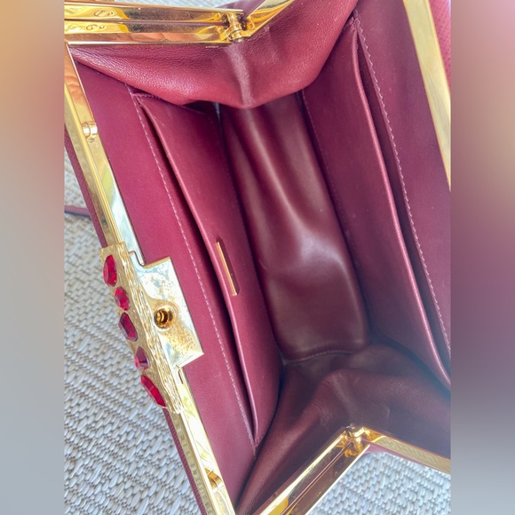 Prada Burgendy Saffiano city C Lux leather Studded Idol Should bag - Picture 9 of 13